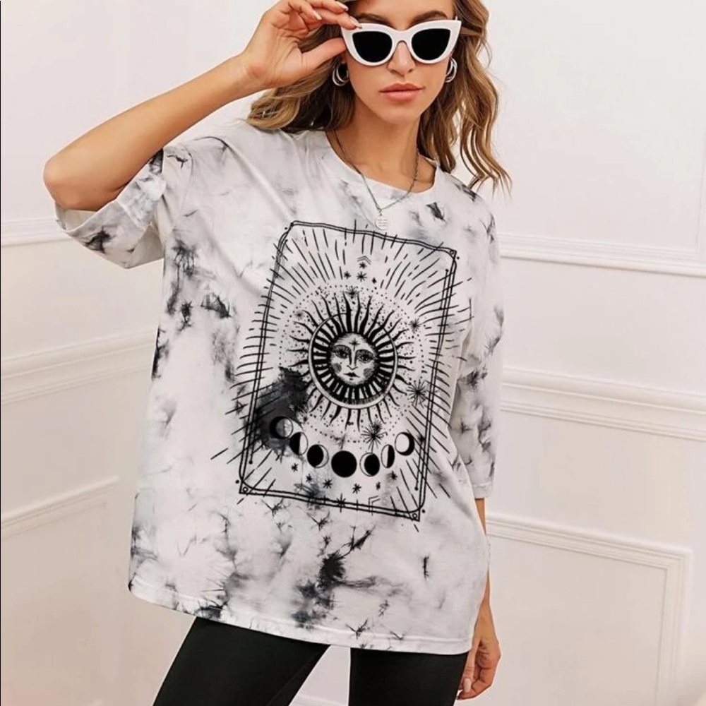 Tie Dye+ Oversized+ Graphic Tee